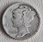 1921-D Mercury Dime 10 Cent Key Date--Very Good/Fine