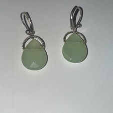 Large Sea glass Teardrop Faceted Earrings
