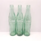 Vintage Set of 3 Coca Cola Glass Bottles 1970s