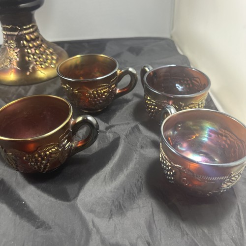 ANTIQUE NORTHWOOD GRAPE AND CABLE CARNIVAL GLASS 10 PC PUNCH SET 8 Cups Vintage - Picture 23 of 24