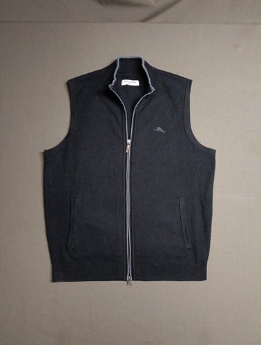 Tommy Bahama Island Zone Full Dual Zip Sweater Vest Men L Golf Preppy Coolmax ๐ - Picture 1 of 11