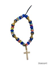 Multicolor Cross Beaded Handmade Phone Charms Strap Bracelet Wrist Lanyard Cute