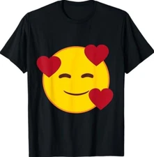 Official Emoji Floating Hearts Yellow Smile Face T-Shirt