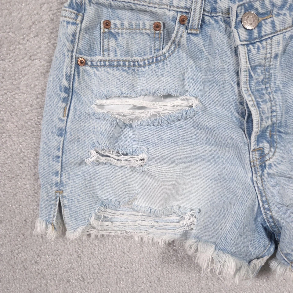 Aeropostale Shorts Womens 8 Light Wash Mom Short Distressed Denim High Rise - Image 4 of 4
