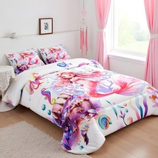 Mermaid Girls Comforter Set Queen Size,Cute Mermaid Tail Pink Blanket Bedding...