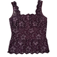 Vtg Cache Lace Tank Top M Black Purple Sparkle Whimsigoth Dark Fairy Y2K Fairy