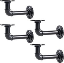 Industrial Pipe Shelf Brackets for 8 10 12 14 inches Board, Iron L Pipe Floating