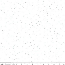 1/4 Yard 9 x42 Riley Blake Pin Dot Aqua On White Cotton Quilting Fabric