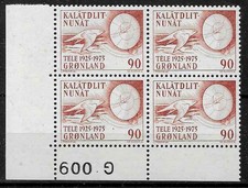 Greenland 1975 Telecom Service, Bird - Gyrfalcon etc Plate Block of 4, UNM / MNH