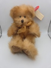 Russ Berrie Teddy Bear From the Past Gold Shiny Velvet Paws Pennington Bow Tag