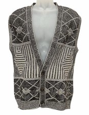 Vintage 90s Grandpa Cardigan Sweater Vest Geometric Mens Size L Jantzen USA Made