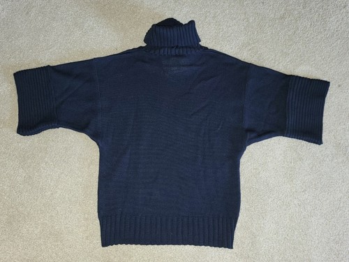 Ralph Lauren Black Label 100% Cotton 3/4 Sleeve Turtleneck Knit Sweater Blue L - Picture 2 of 10