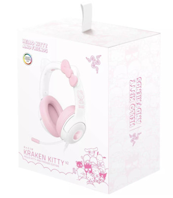 Razer Kraken Kitty V2 Wired USB A Gaming Headset with Kitty Ears and Chroma RGB