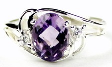 Amethyst, Solid 925 Sterling Silver Ladies Ring, SR176