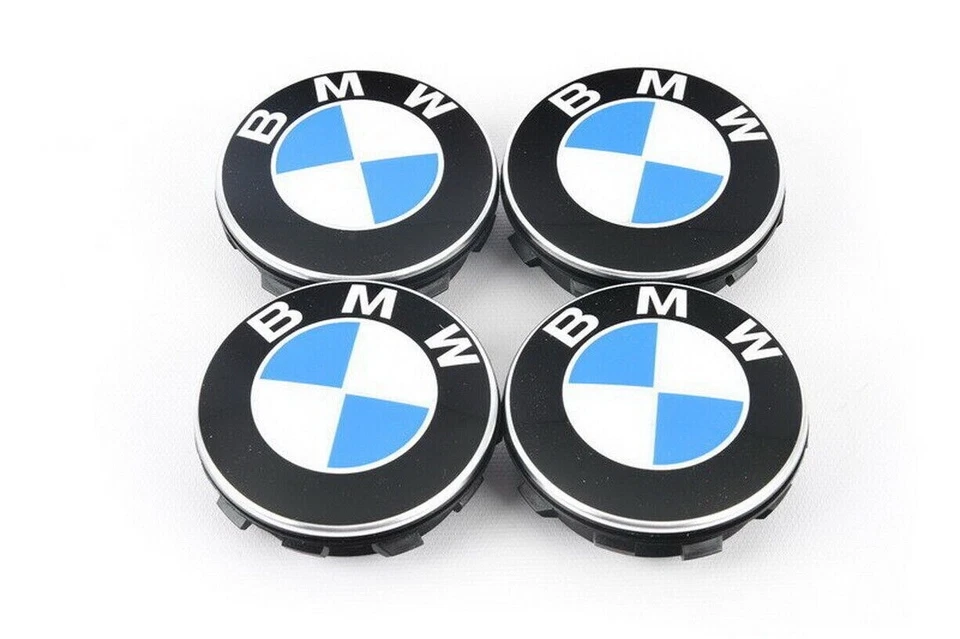 Genuine BMW Blue White Floating Alloy Wheel Center  56mm 68mm Hub Caps - Image 2 of 4
