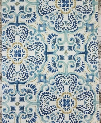 ONE WALL POPS Blue Florentine Medallion WALLPAPER ROLL Peel & Stick VINTAGE CHIC