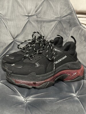 Authentic Balenciaga Triple S Sneakers Black and Pink Clear Sole
