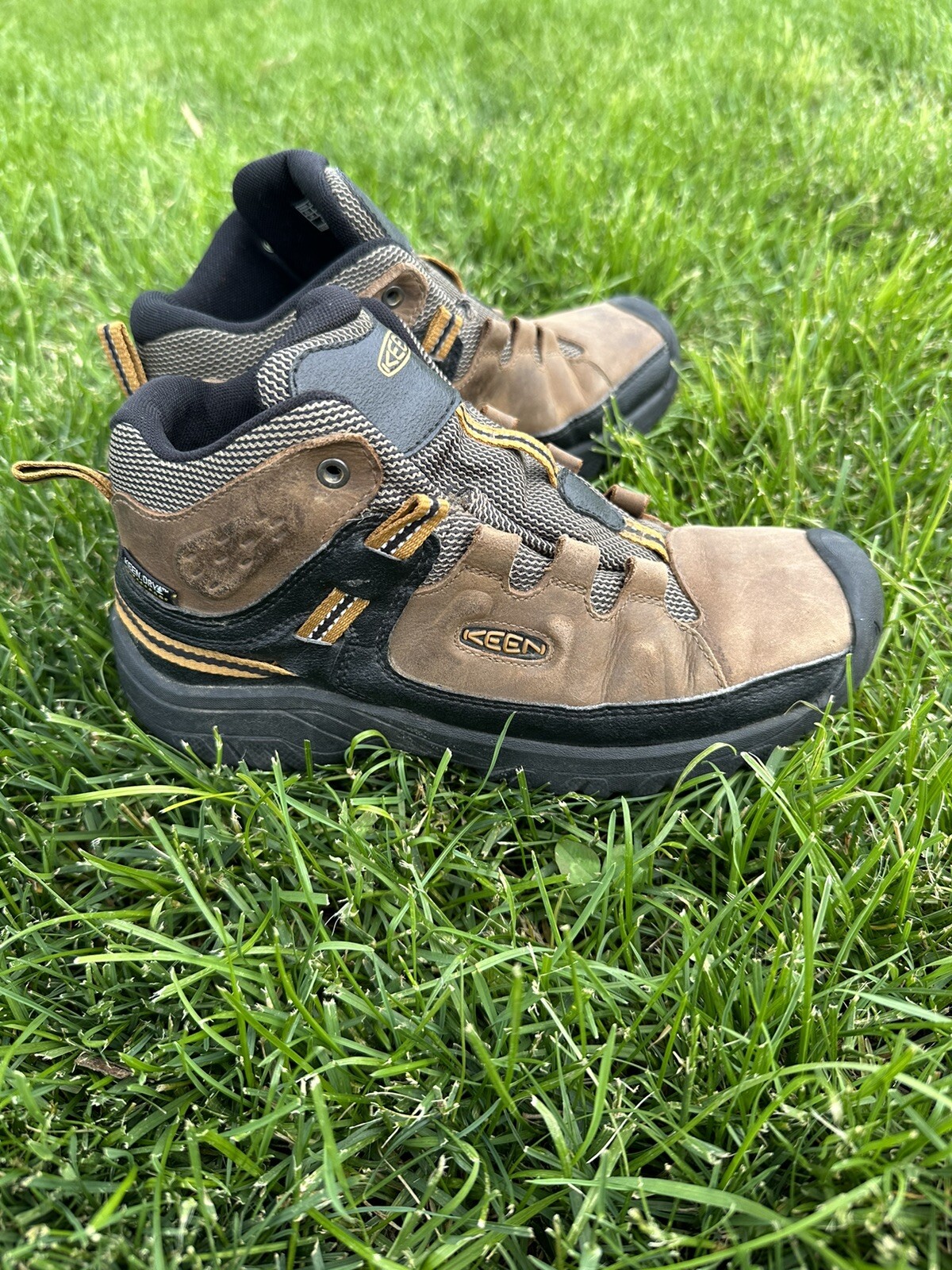 KEEN Stivali da trekking impermeabili per bambini Targhee all'aperto in pelle marroni taglia 2 GUC