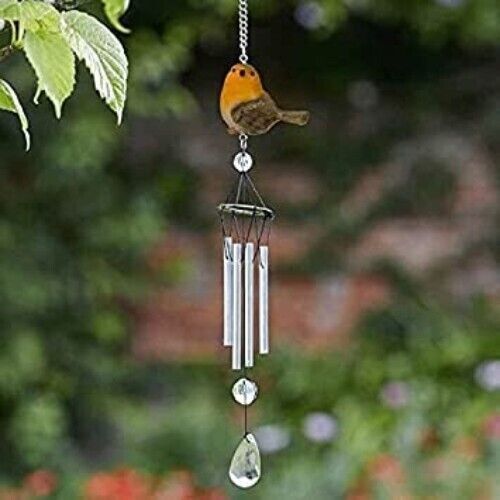 Robin Windchime Decorative Bird Wind Chime Garden UV Weather Resistant Deco - Picture 16 of 24