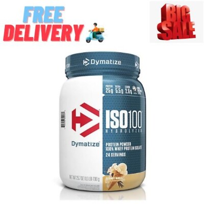 Dymatize ISO100 Hydrolyzed Whey Isolate Protein Powder Vanilla 1.6 Lb, NEW