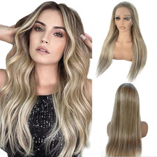 Ombre Lace Front Wig Human Hair Highlight Straight Human Hair Wig Pre Plucked