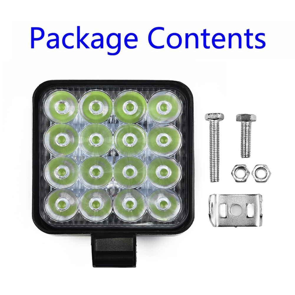 48W 16LED Work Light Flood Beam Bar Car/SUV Off-Road Driving Fog Lamps IP67