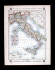 1921 Johnston Map Italy Rome Venice Florence Naples Milan Sicily Sardinia Dexter