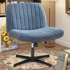 Armless Criss Cross Chair Wide Seat Adjustable Swivel Padded for Office Home