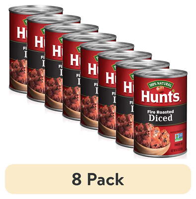 (8 pack) Hunt's Fire Roasted Diced Tomatoes, Natural Canned Tomatoes Made