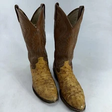 Dan Post Ostrich & Brown R Toe 9900 Cowboy Boots Shoes Men's 8.5D Need Repair