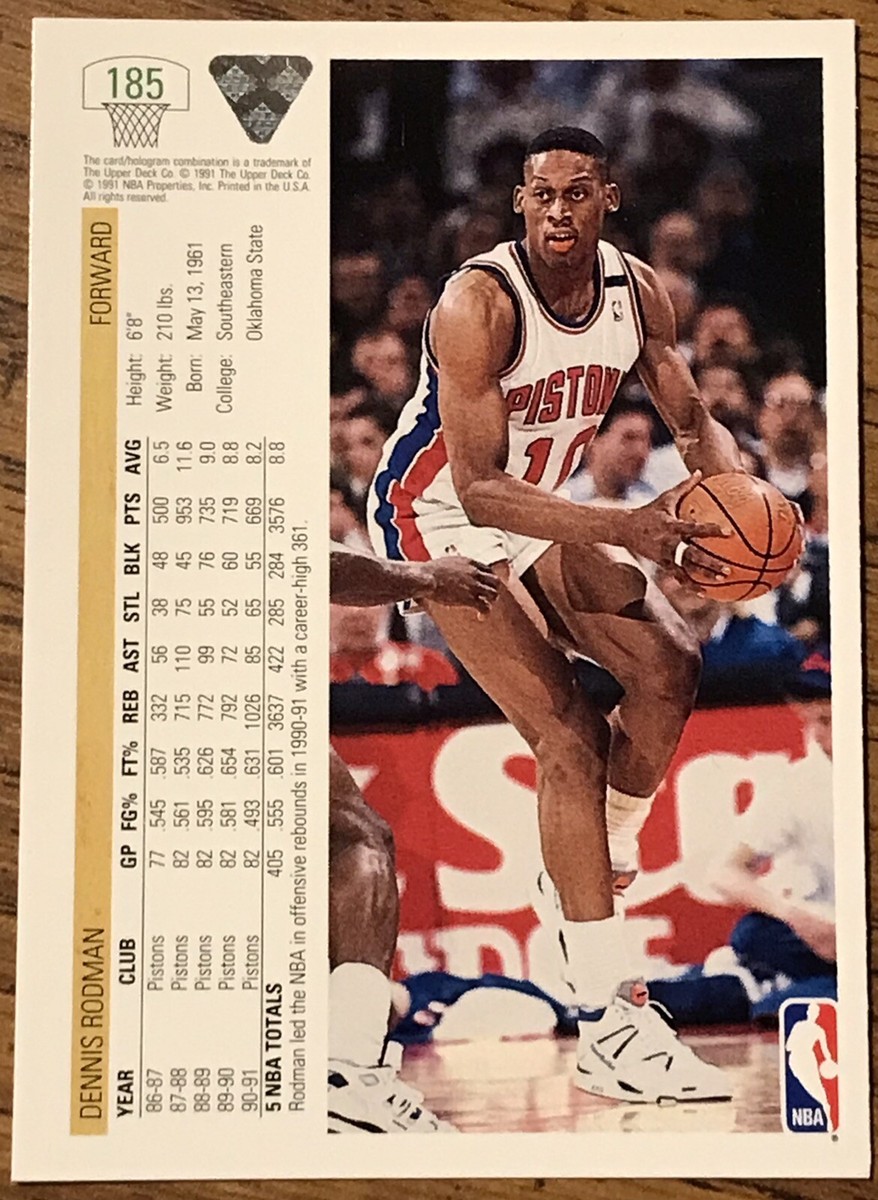 Dennis Rodman 1991-92 Upper Deck Card #185 Detroit Pistons NBA HOF