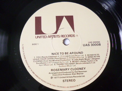 ROSEMARY CLOONEY ~ NICE TO BE AROUND ~ NEAR MINT 1977 UK POP / VOCAL VINYL LP - Picture 6 of 10