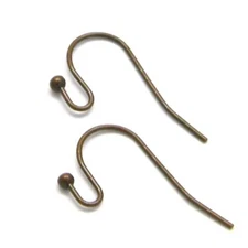 10 Fishhook 21 Gauge Hook Earring Findings W/ Open Fancy Ball Loop French Hooks