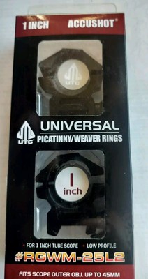 New. UTG Accushot 1 Inch Universal Picatinny/Weaver Rings Low Profile #RGWM-25L2