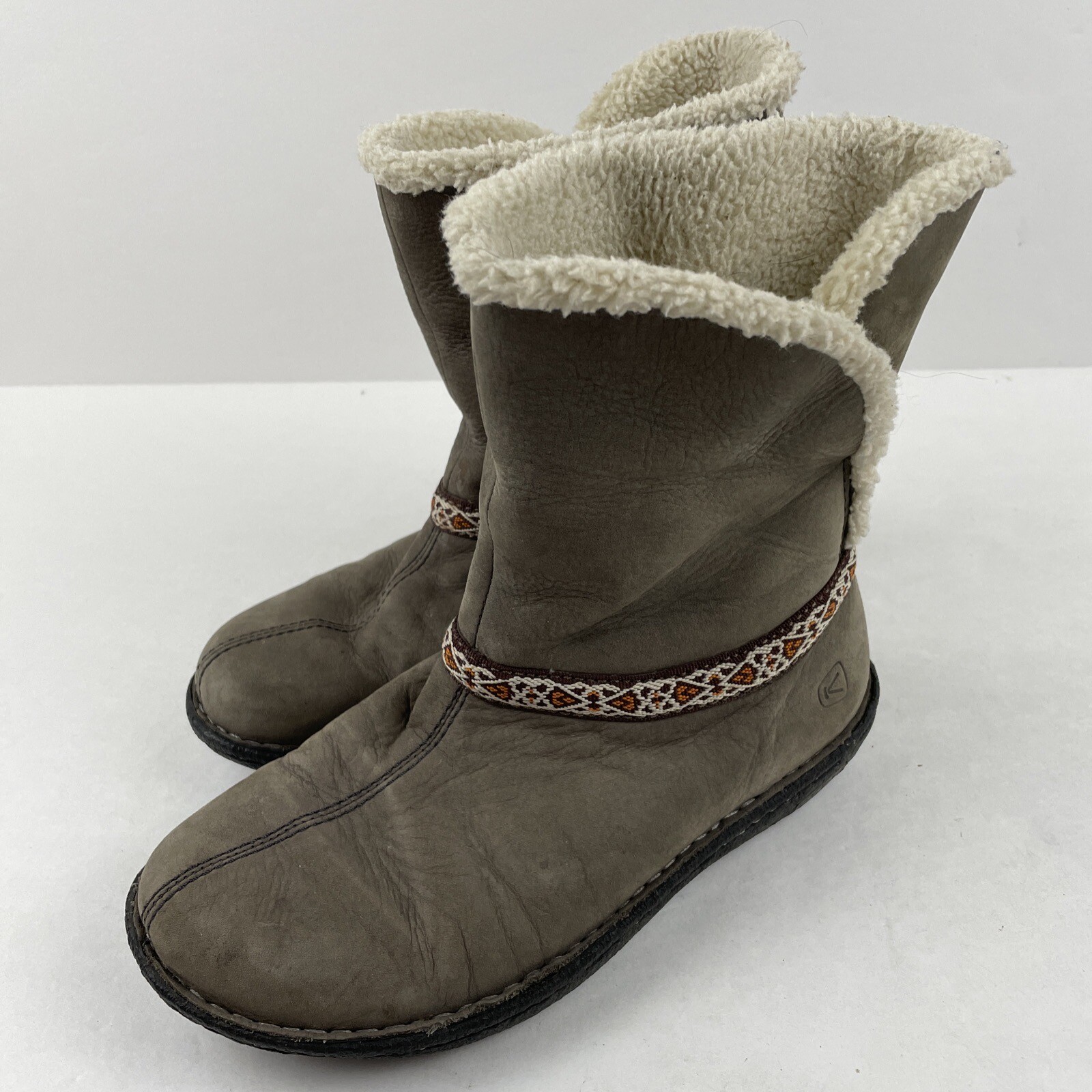 Stivali invernali Keen Galena metà polpaccio donna 7 verdi foderati in pelliccia sintetica pelle nabuk