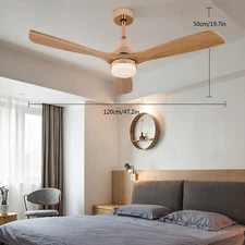 48" 3 Blades Ceiling Fan Light Chandelier LED 6 Speed Timing Fan Lamp w/ Remote
