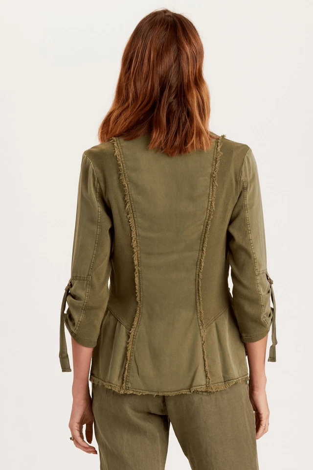 NWOT Anthropologie XCVI Military Green Utility Raphael Blazer - Combu Pigment si Foto 2 de 4
