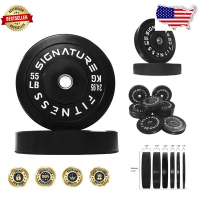High-Quality Olympic Weight Bumper Plates - 55 lb Pair, Low Bounce Rubber