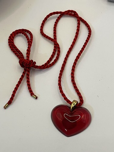 Near Mint Lalique Ruby Red Crystal Heart Pendant Tendre Coeur Rouge #6733420 - Picture 15 of 22