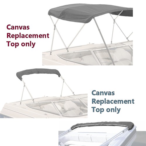 Bimini Top Boat Cover Canvas Fabric Gray w/Boot Fits  4 BOW 96"L 73"-78"W - Picture 2 of 5