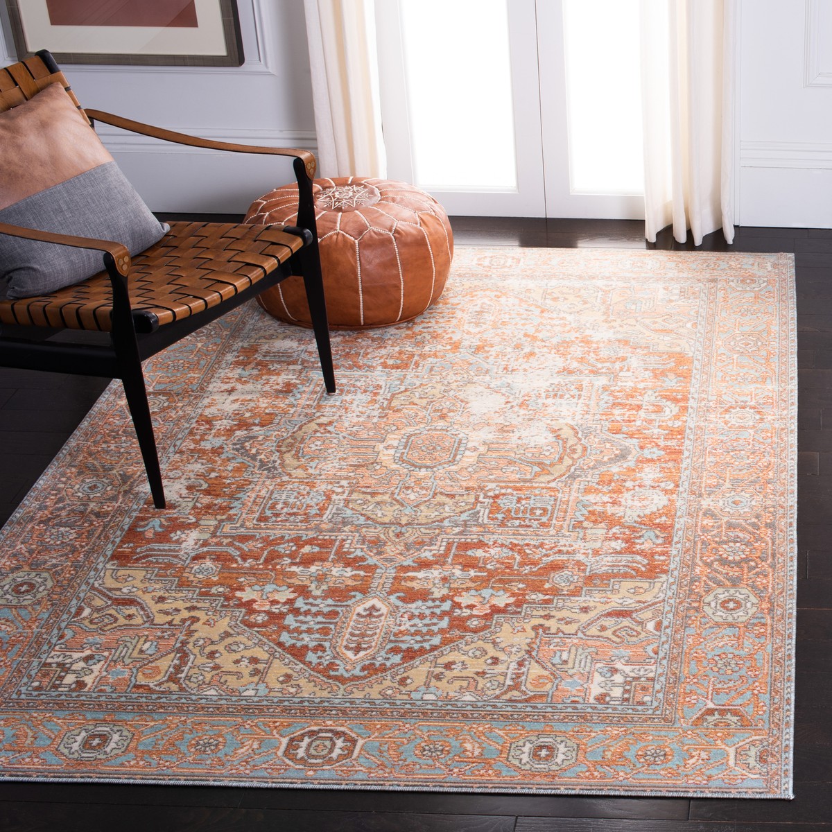 Safavieh Power Loomed Aria Collection Rust / Taupe Area Rugs