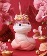 New Starbucks 2025 Chinese Year of the Snake Cute 31 oz Glass Straw Mug Gift