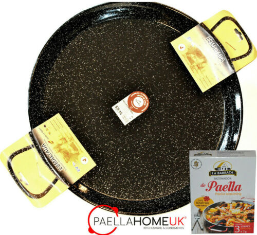 40cm  ENAMELLED STEEL PAELLA PAN PROFESSIONAL + SAFFRON PAELLA MIX GIFT  - Picture 1 of 6