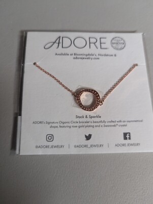 Adore Swarovski Crystal Bracelet Organic Circle Rose Gold Adjustable NEW