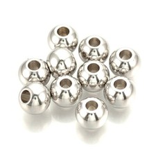 50 Stainless Steel 304 Grade 6x5mm Seamless Round Silver Spacer 2mm Hole Beads