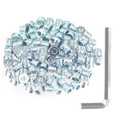 1/4"-20 x 10mm Threaded Inserts Nut Inserts Wood Inserts Blue Zinc Plated Car...