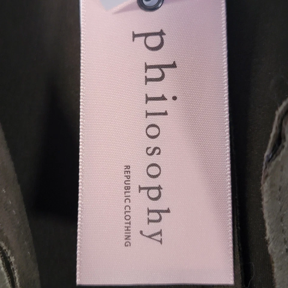 Abrigo Cárdigan Philosophy Imitación Gamuza Poliéster Hierba Verde Largo Abierto Talla M Foto 4 de 4