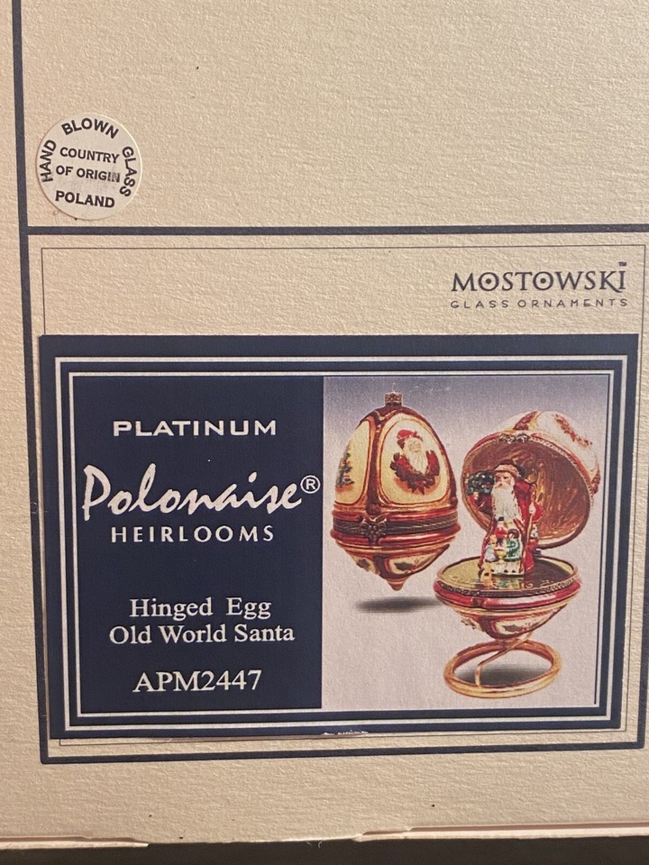 Platinum Polonaise Mostowski Komozja Hand Blown Hinged Egg Christmas