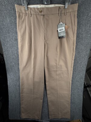 NWT Cutter & Buck Dress Pants Pleated Front Khaki Golf Beige Size 36x32 Adult