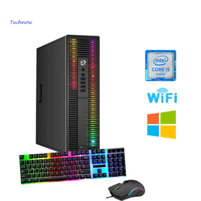 HP G1 Desktop RGB Lights Computer Intel i5 16GB 1TB SSD WIN 11 DVD-RW WIFI HDMI